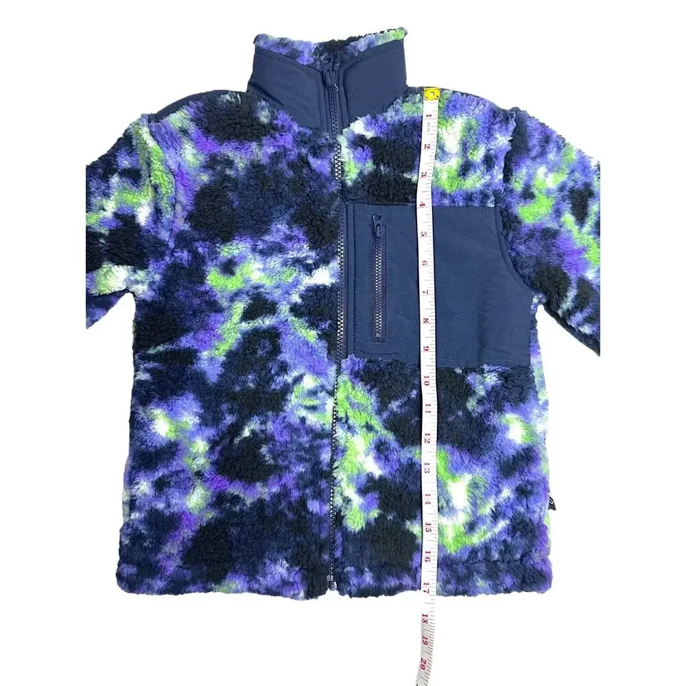 Art Class Sherpa Fleece Jacket Boys XS 4/5 Purple Blue Green Full Zip Pocket New